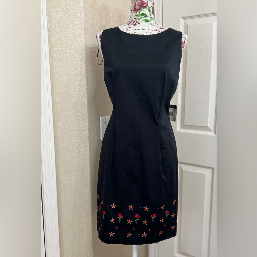 Teddi Rare Vintage Black Mini Dress with Red Floral Details